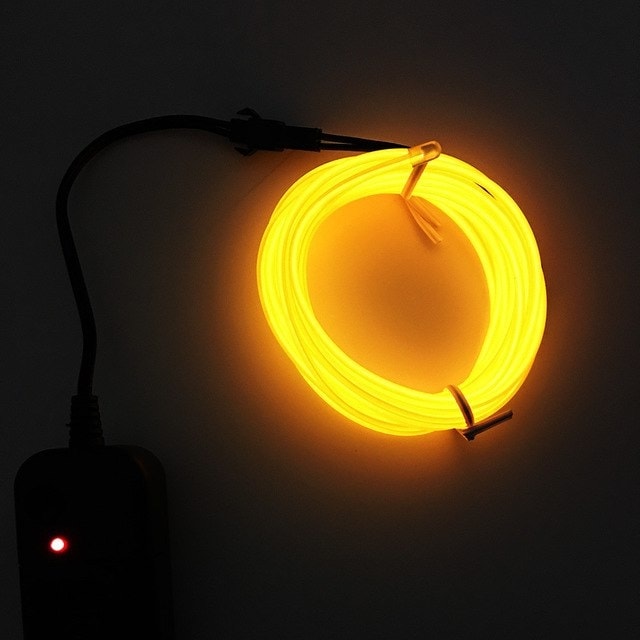 Led Glowstrip Neon slinger op batterijen, 3 Meter - Geel