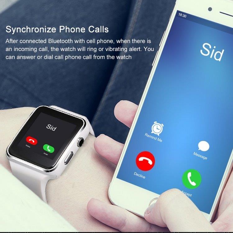 Smartwatch met Camera Touch Screen Bluetooth iPhone / Android - Wit