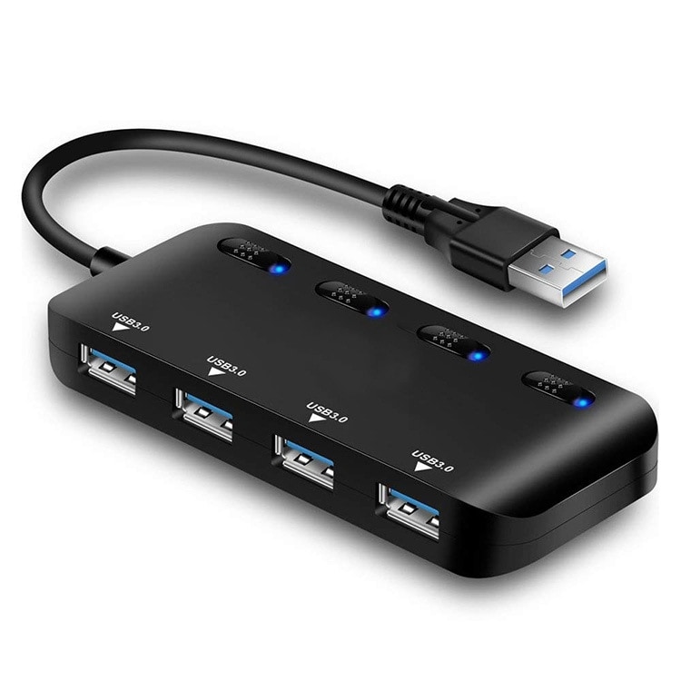 4 poorts USB 3.0 Hub met switch