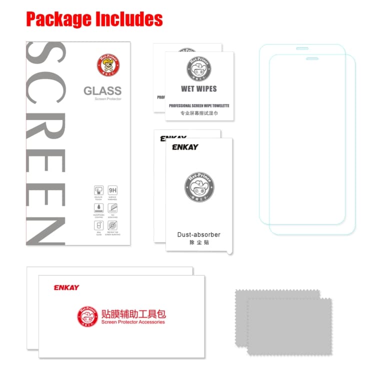 ENKAY 0.26mm 9H 2.5D screenprotector voor iPhone 11 / iPhone XR - 2st