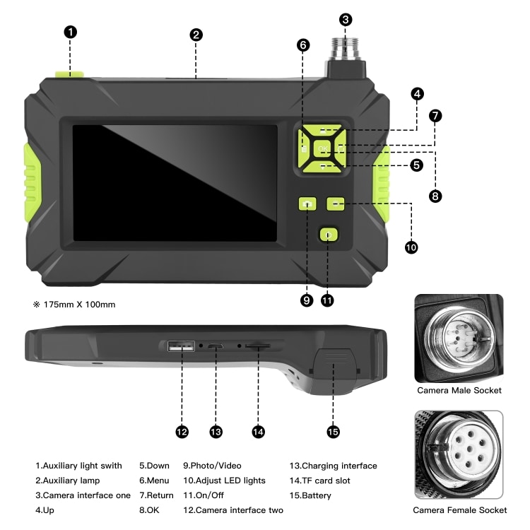 Waterdichtet 4.3" portabel HD inspektiecamera