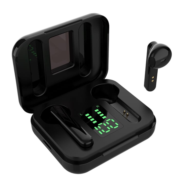 Draadloze bluetooth-koptelefoon inkl oplaaddoos met touch screen - Zwart