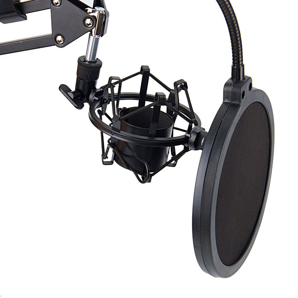 Tafelstandaard microfoon met popfilter